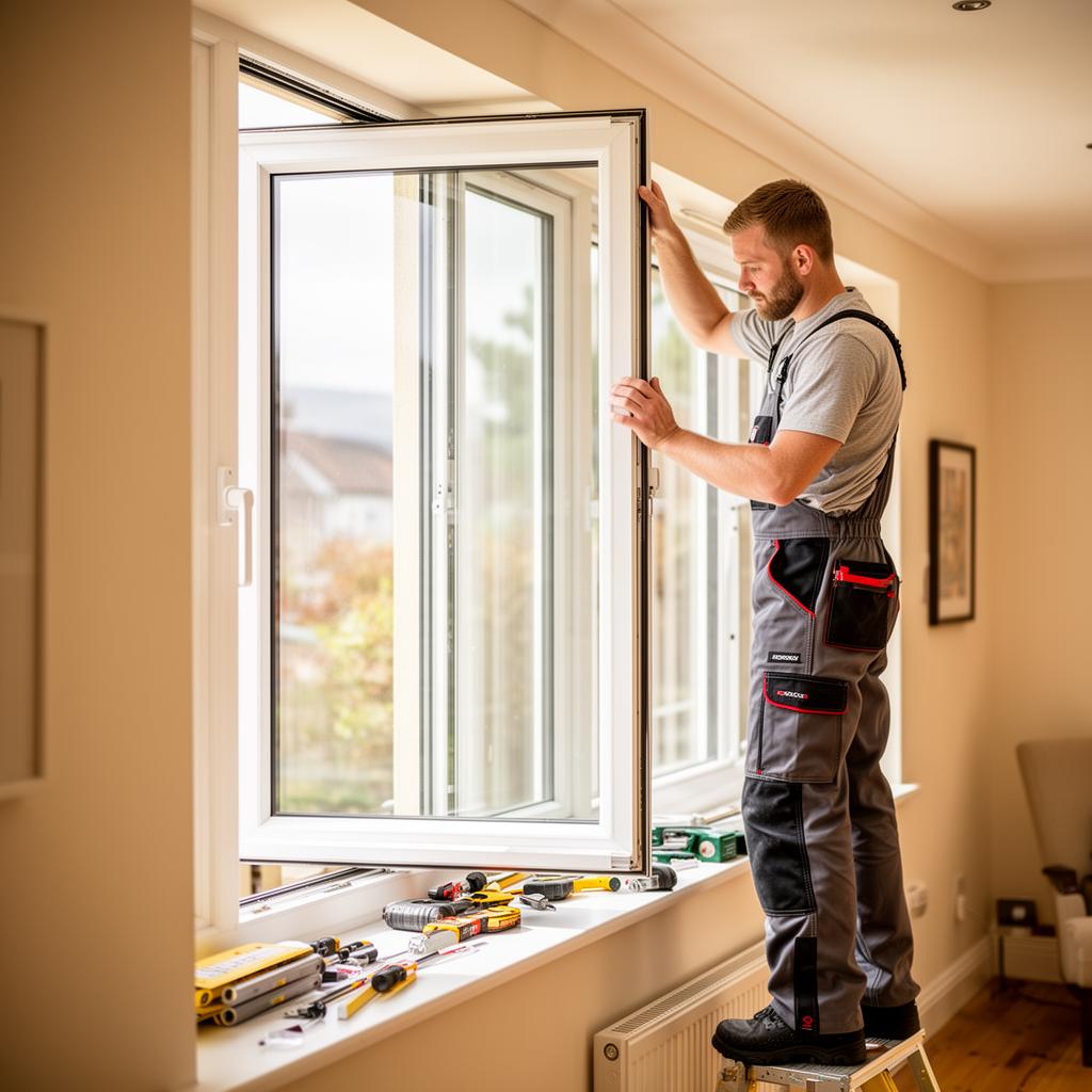 Mallay Windows technician installing a residential window